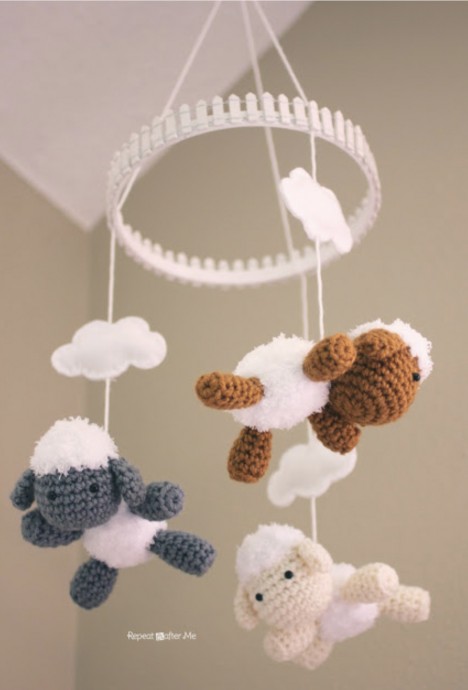 Crochet Lamb Pattern and Baby Mobile