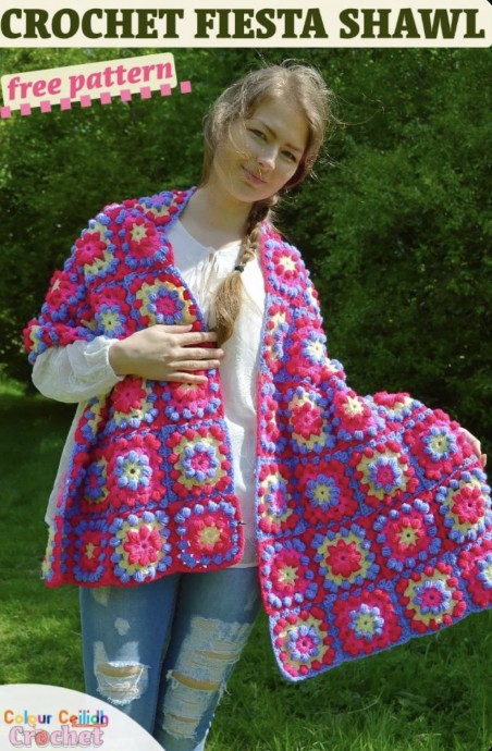 Rectangular Crochet Shawl Fiesta