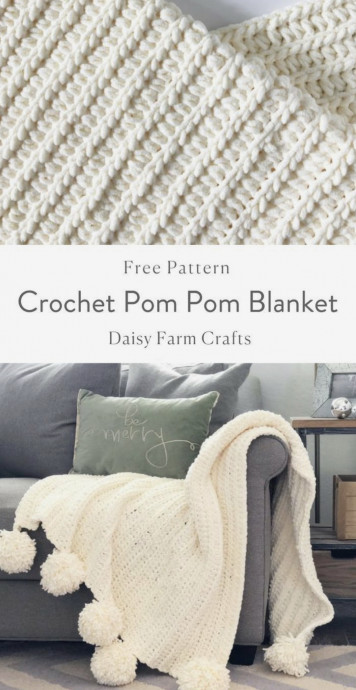 DIY Crochet Pom Pom Blanket