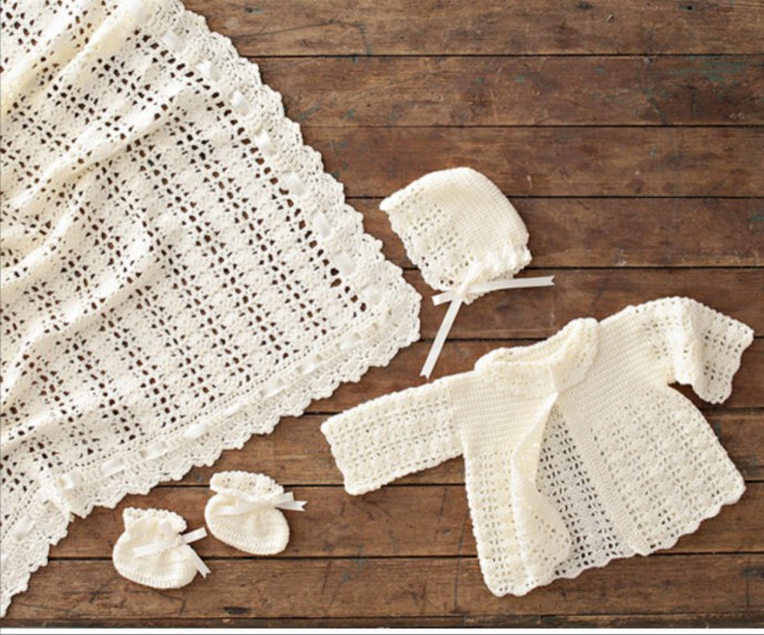 Lacy Crocheted Baby Outfit