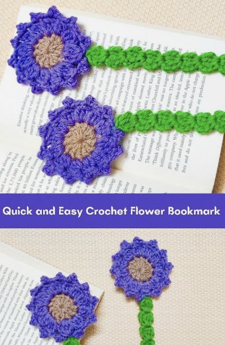 Quick and Easy Crochet Flower Bookmark