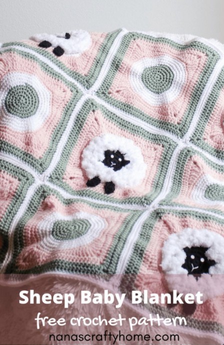 Cute Sheep Granny Square Blanket