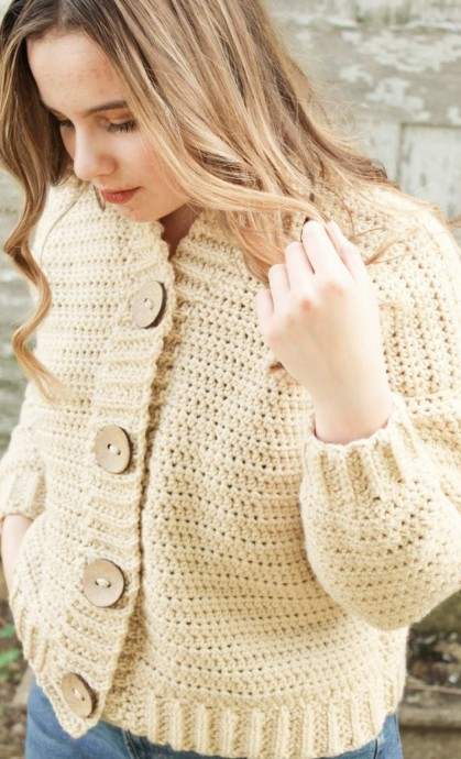 Crochet a Chunky Button Cardigan