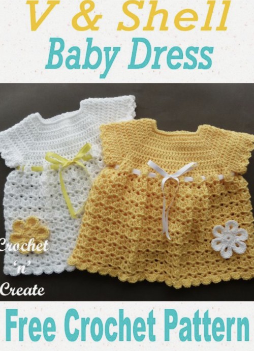 Crochet a V-Shell Baby Dress