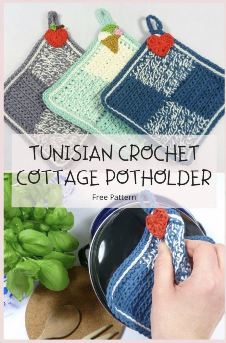 Tunisian Crochet Cottage Potholder