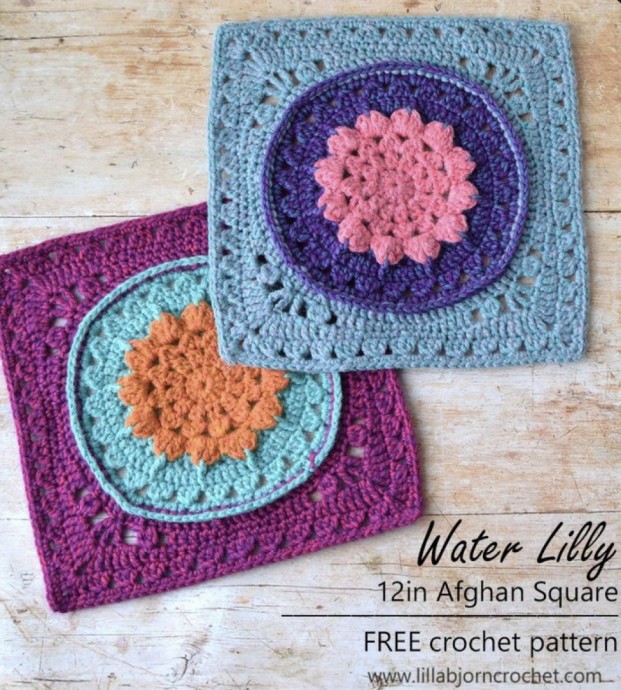 DIY Water Lilly 12" Afghan Square