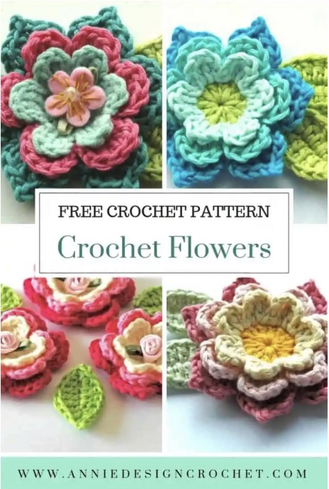 DIY Blooming Crochet Flowers and Leaves