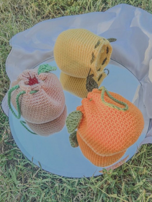 Create Fun and Easy Crochet Fruit Drawstring Pouches for Storing Small Items Create Fun and Easy Crochet Fruit Drawstring Pouches for Storing Small Items