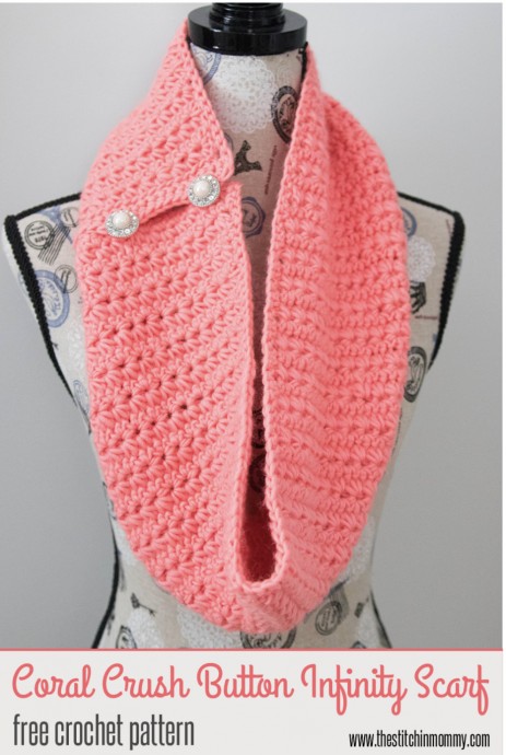 Create Your Own Stunning Coral Crush Button Infinity Scarf with Free Crochet Pattern Create Your Own Stunning Coral Crush Button Infinity Scarf with Free Crochet Pattern