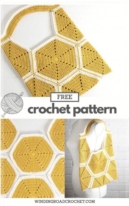 Super Easy Crochet Hexagon Tote Bag