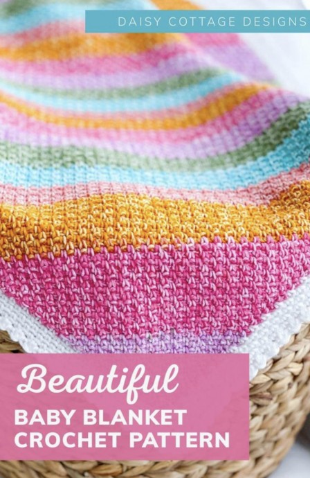 Beautiful Rainbow Moss Stitch Crochet Blanket