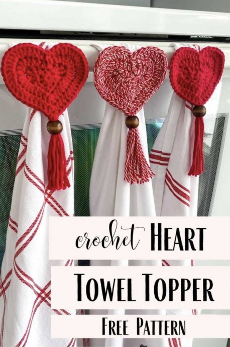 Crochet Heart Tea Towel Toppers
