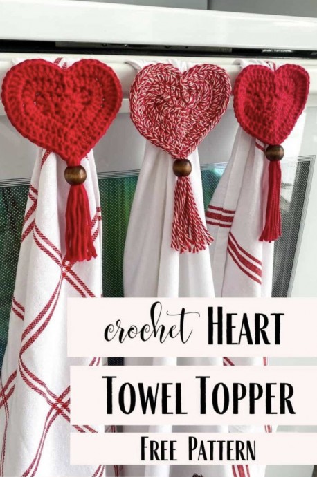 Create Beautiful Crochet Heart Tea Towel Toppers for Your Kitchen Decoration Create Beautiful Crochet Heart Tea Towel Toppers for Your Kitchen Decoration