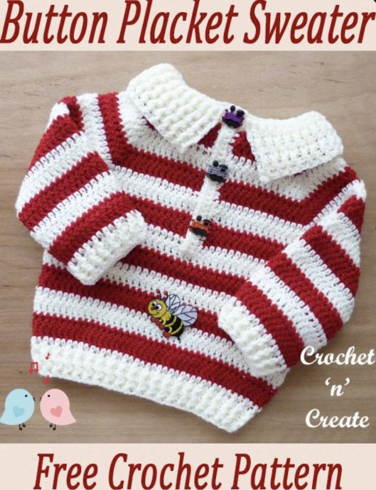 DIY Crochet Baby Placket Sweater