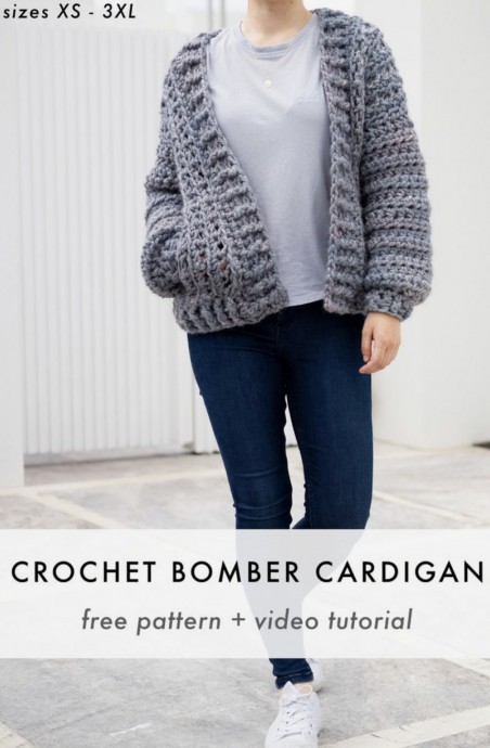Chunky Crochet Bomber Cardigan