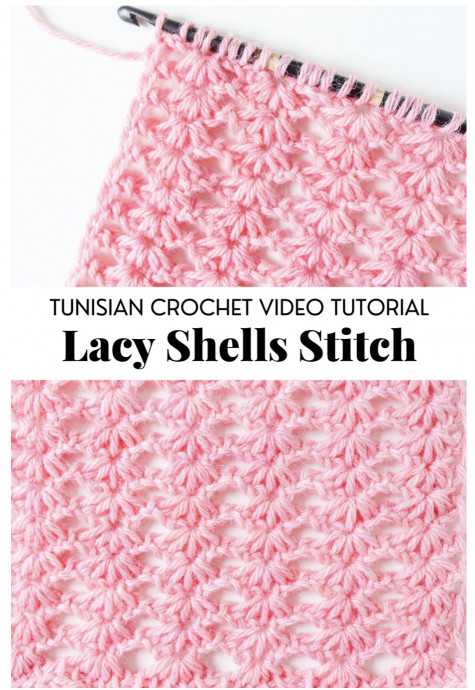 Tunisian Crochet Lacy Shells Stitch