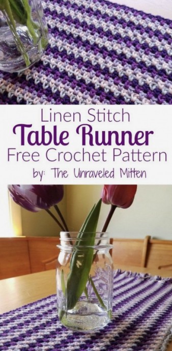 Super Easy Linen Stitch Crochet Table Runner