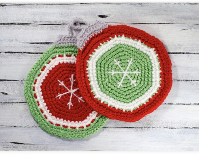 Christmas Ball Ornaments Potholder