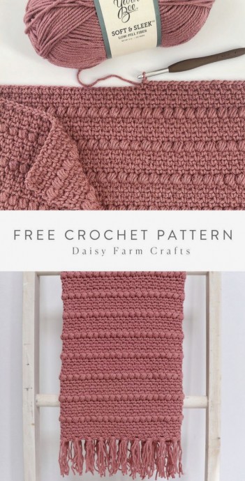 Beautiful Crochet Boho Puff Stripes Blanket