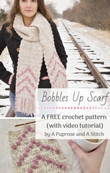 Simple Bobbles Up Scarf