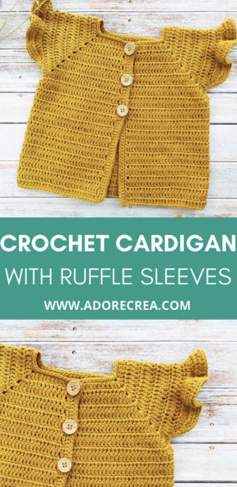 Ruffle Sleeve Crochet Baby Cardigan