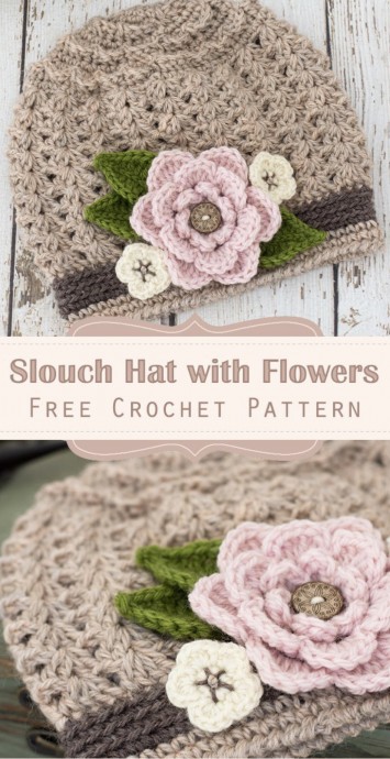 Free Crochet Slouch Hat Pattern with Flowers – Craft a Cozy and Stylish Accessory