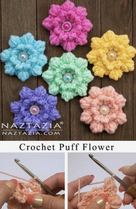 How to Crochet Puff Flowers