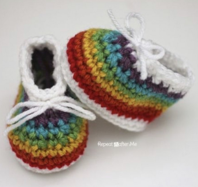 Crochet Rainbow Baby Booties