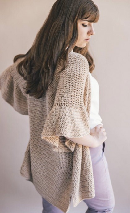 Gorgeous Crochet Ruffle Sleeve Cardigan
