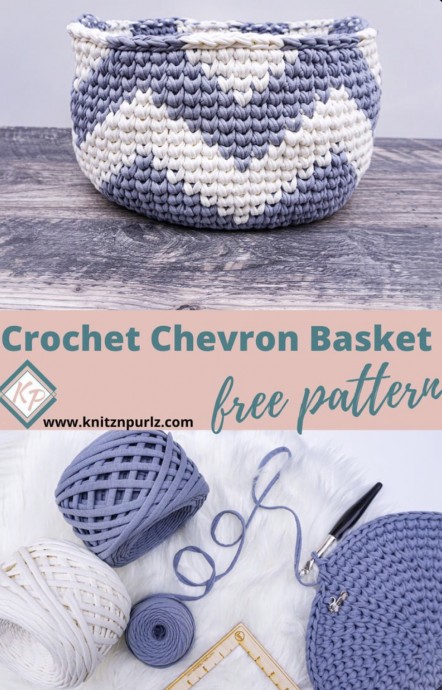 Free Crochet Pattern for Stripped Chevron Basket | Organize Your Home with Style Free Crochet Pattern for Stripped Chevron Basket | Organize Your Home with Style