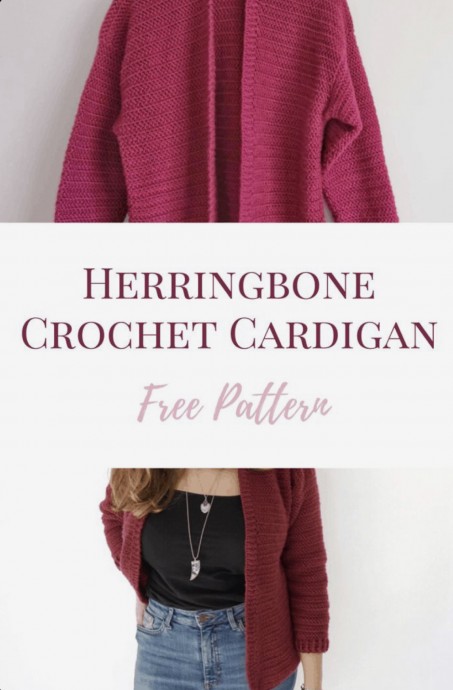 Hibiscus Herringbone Crochet Cardigan