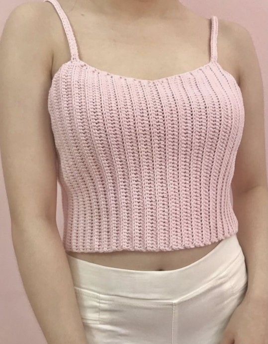 DIY Crochet Vneck Ribbed Crop Top