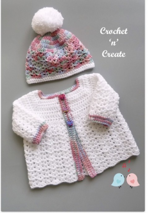 DIY Crochet Baby Cardigan and Hat