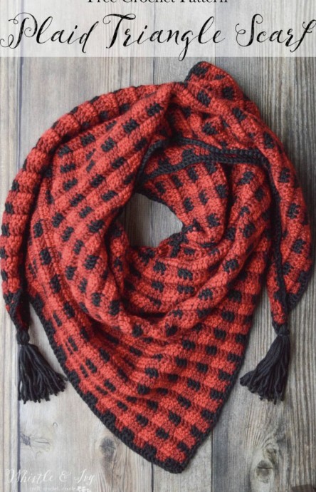 Crochet a Plaid Triangle Scarf