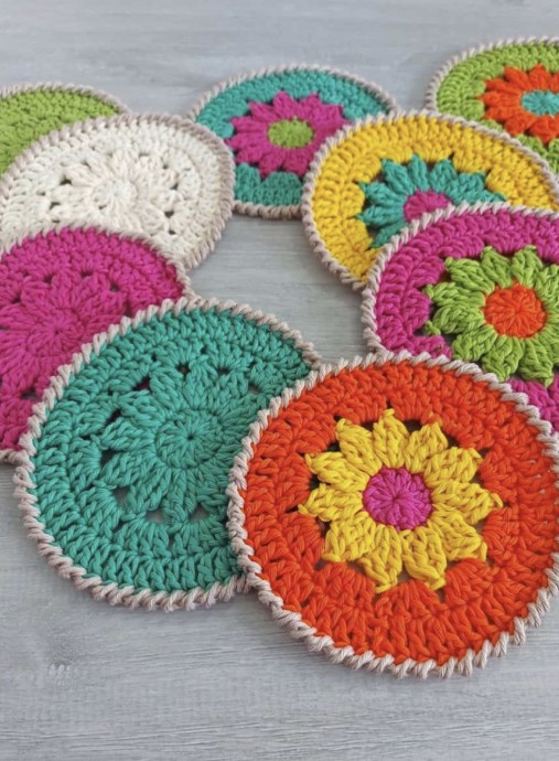 Fun and Easy Crochet Flower Coasters