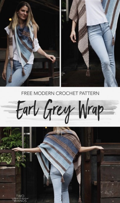 Free Crochet Pattern for the Modern Earl Grey Wrap - Easy Step-by-Step Tutorial