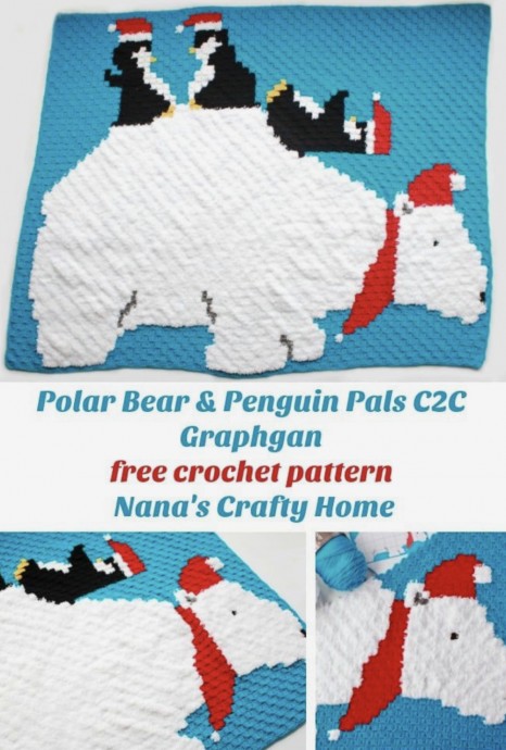 Polar Bear & Penguin C2C Graphgan Blanket