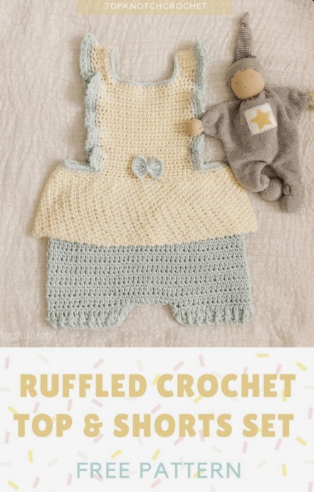 Ruffled Crochet Top and Shorts Set