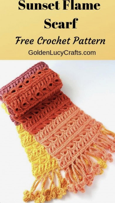 Sunset Flame Crochet Scarf