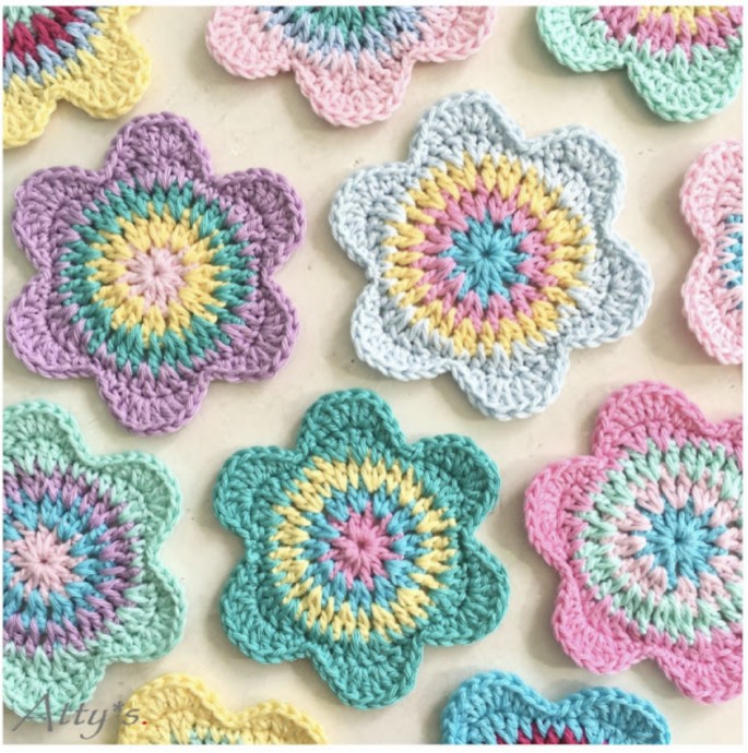 Happy Flower Crochet Coasters