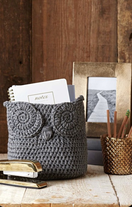 Easy Crochet Owl Basket