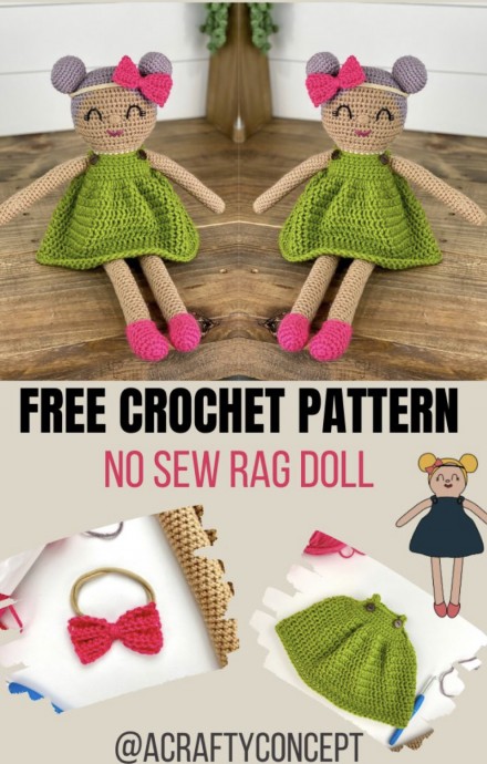 How To Make An Adorable Amigurumi Rag Doll With No Sewing