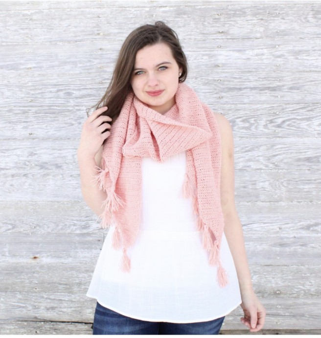 Lightweight Crochet Tassel Scarf