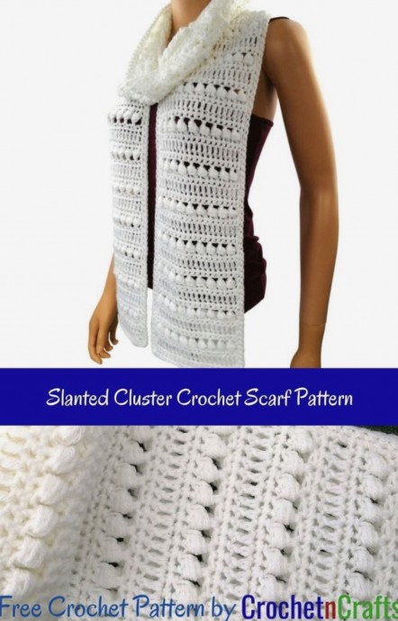 Slanted Cluster Crochet Scarf