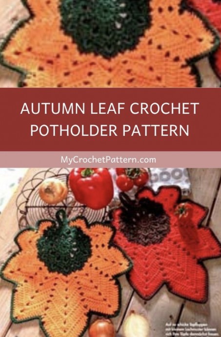 Beautiful Fall Leaf Crochet Potholder
