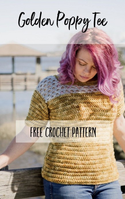 DIY Golden Poppy Crochet Tee