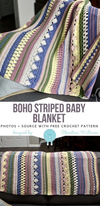 DIY Boho Striped Baby Blanket