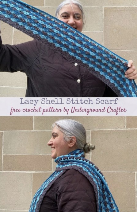Lacy Crochet Shell Stitch Scarf