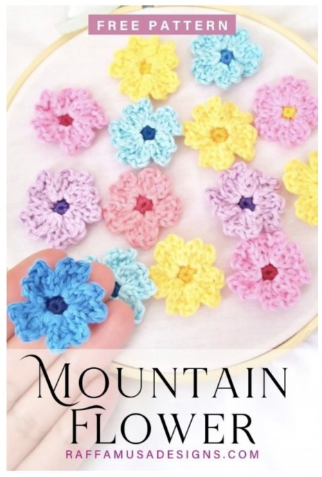 Mountain Flower Crochet Applique