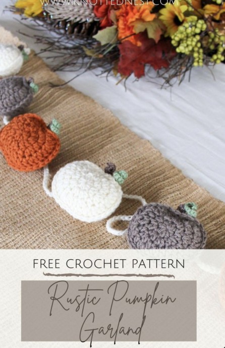 Beautiful Rustic Crochet Pumpkin Garland